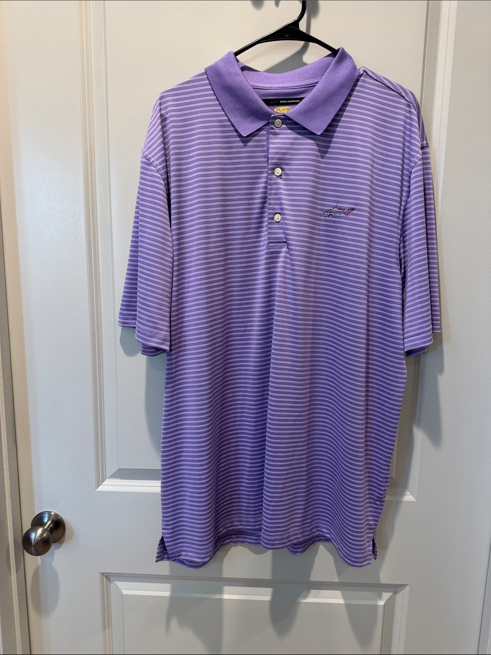 Greg Norman Collection Lavender Striped Polo